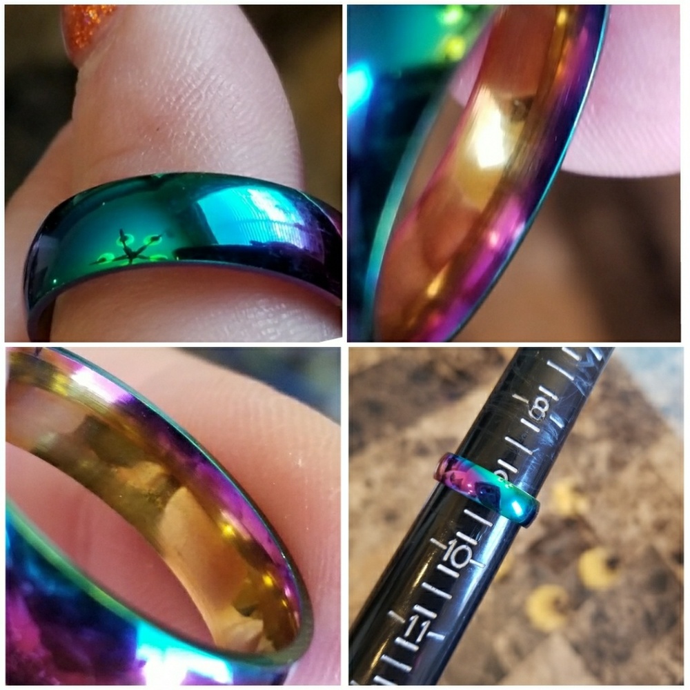 Beautiful Rainbow Titanium Steel Ring Size 9 - Picture 5 of 5